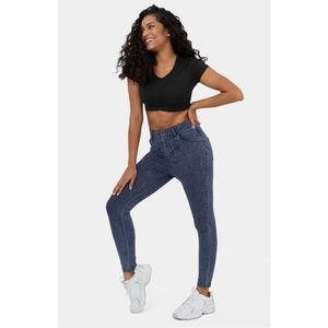 Halara HalaraMagic™ High Waisted Button Multiple Pockets Wash Stretchy Knit Deni